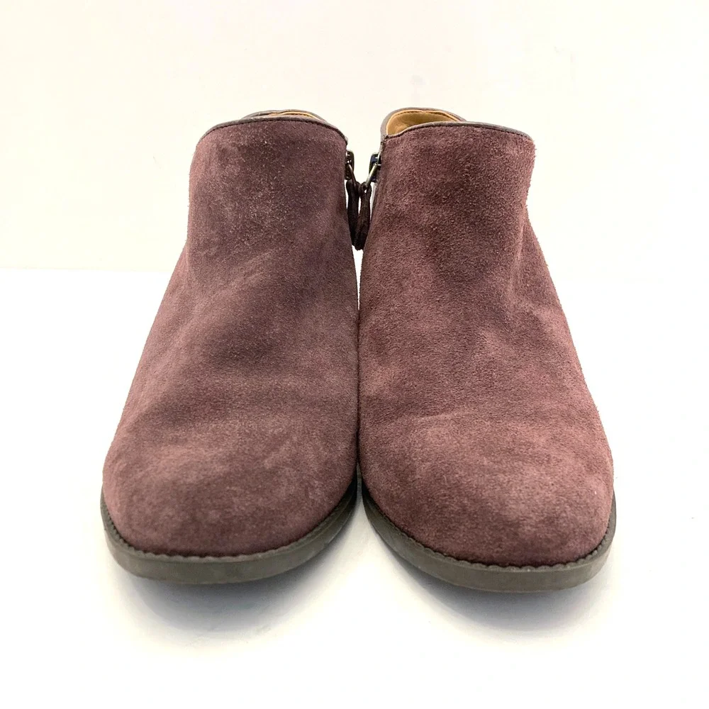 Vionic Boots Womens‎ 7 Marissa Ankle Bootie Purple Suede Leather Croc Side Zip